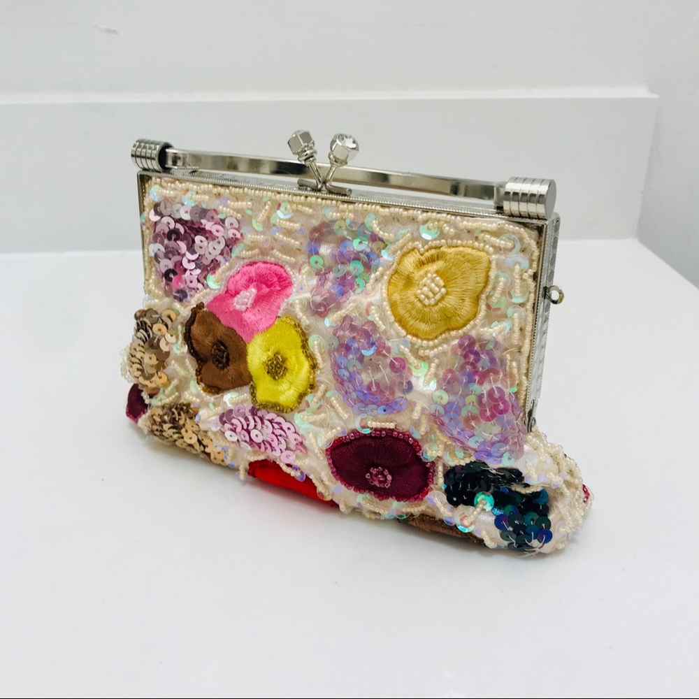 Vintage sequined and embroidered clutch